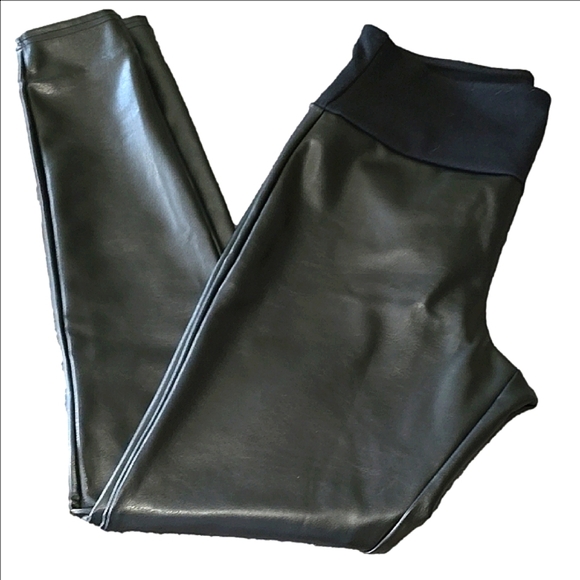Assets By Spanx Pants - Black Faux Leather Leggings Spanx